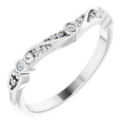 14K White 1.3 mm Round .05 CTW Natural Diamond Matching Band Band