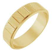 14k Yellow 6 Mm Chevron Pattern Band Size 8.5