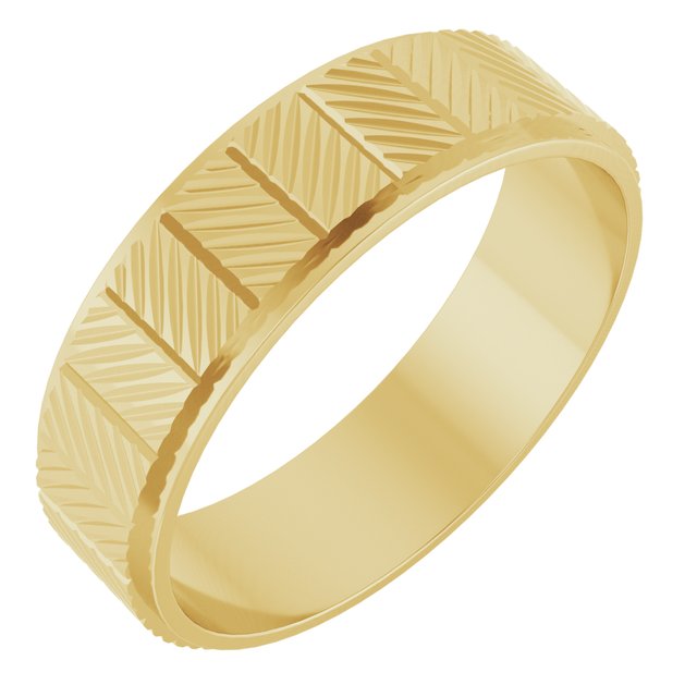 14k Yellow 6 Mm Chevron Pattern Band Size 8.5