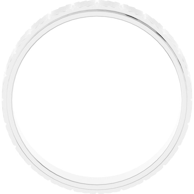 14K White 6 mm Chevron Pattern Band Size 9.5