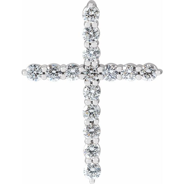 14K White 1/2 CTW Lab-Grown Diamond Cross Pendant