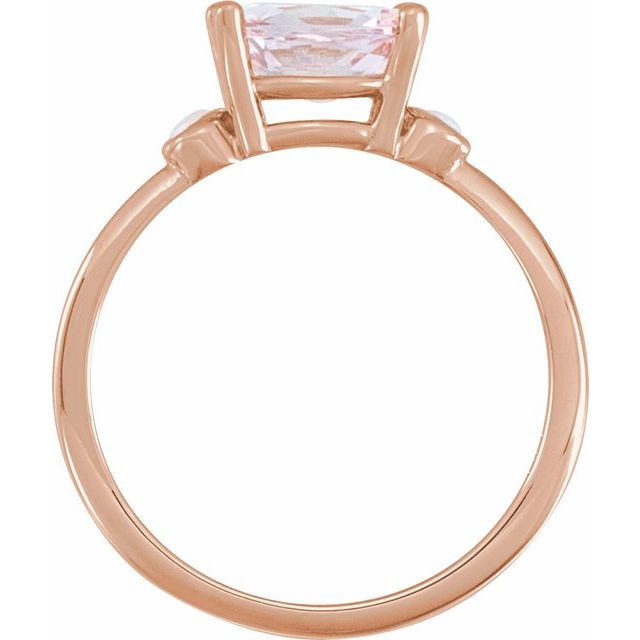 14K Rose 8x6 mm Natural Pink Morganite & Natural White Opal Ring
