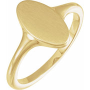 14K Yellow 13x7 mm Oval Brushed Top Signet Ring