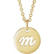 14K Yellow Script Initial M 16-18' Necklace