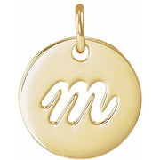 14K Yellow Script Initial M Pendant