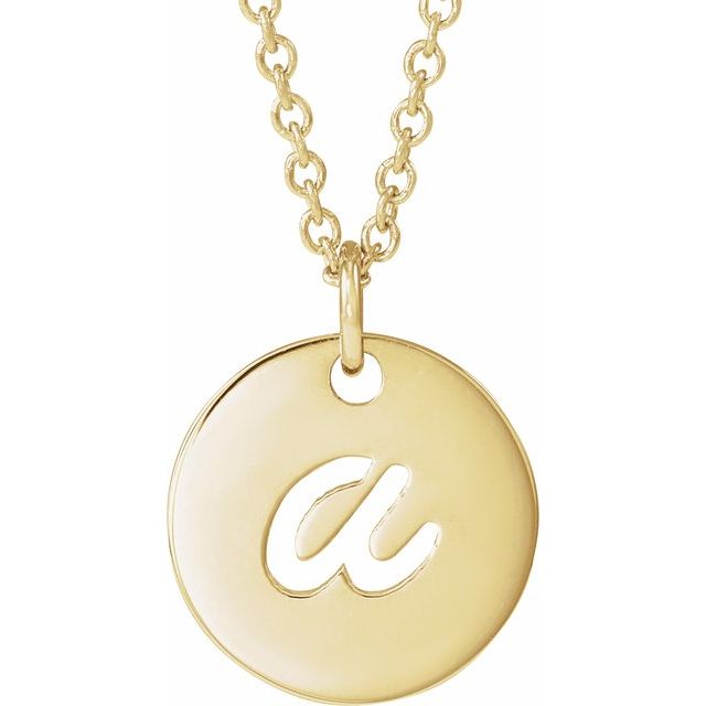14k Yellow Script Initial A 16-18' Necklace