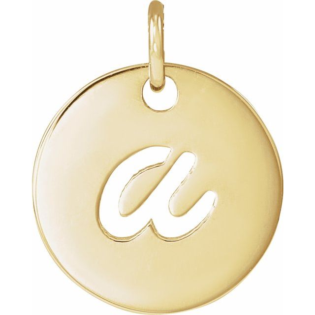 14K Yellow Script Initial A Pendant