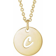14K Yellow Script Initial C 16-18' Necklace