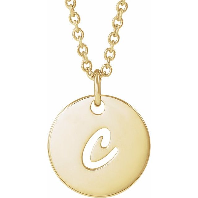 14K Yellow Script Initial C 16-18' Necklace
