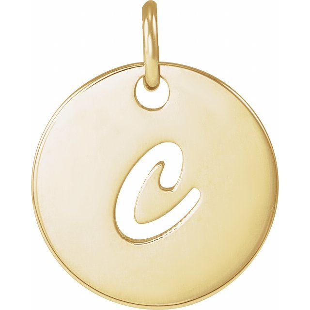 14K Yellow Script Initial C Pendant