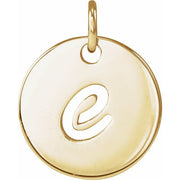 14K Yellow Script Initial E Pendant
