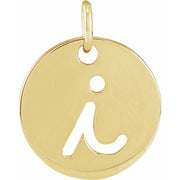 14K Yellow Script Initial I Pendant