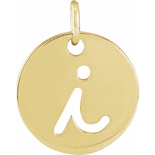 14K Yellow Script Initial I Pendant