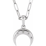14K White Crescent Moon 18' Necklace