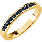 14k Yellow Natural Blue Sapphire Anniversary Band