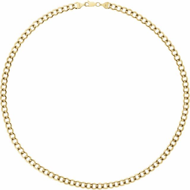 14K Yellow 5.3 mm Hollow Curb 18' Chain