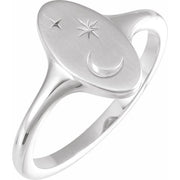 Sterling Silver Moon & Star Signet Ring