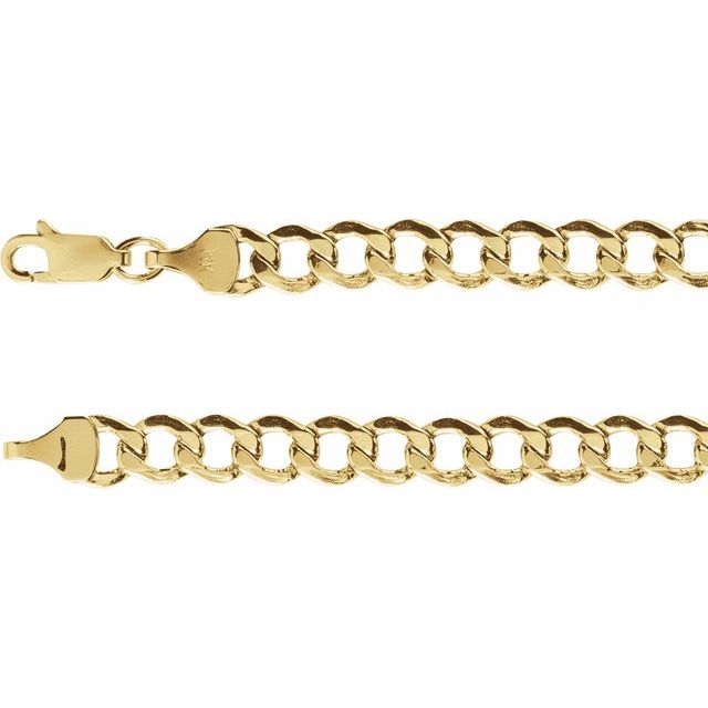 14K Yellow 5.3 mm Hollow Curb 8' Chain