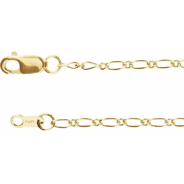 14K Yellow 1.5 mm Figaro 7' Chain