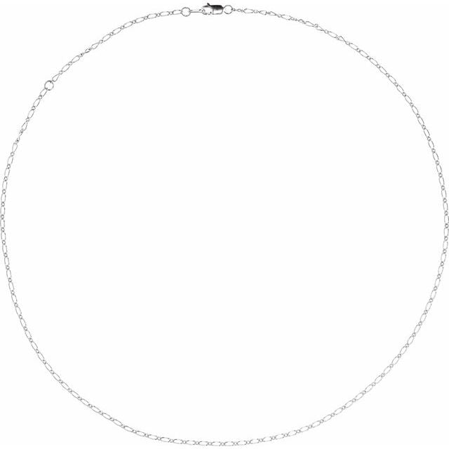 14K White 1.5 mm Adjustable Figaro 16-18' Chain