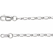 14K White 1.5 mm Adjustable Figaro 16-18' Chain