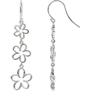 Sterling Silver Flower Dangle Earrings