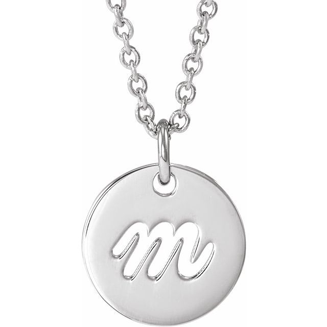 Sterling Silver Script Initial M 16-18' Necklace