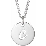 Sterling Silver Script Initial C 16-18' Necklace