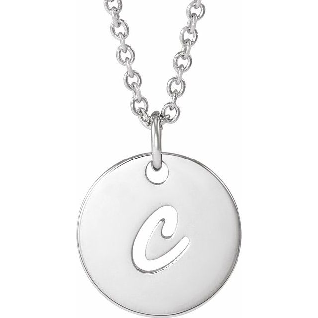 Sterling Silver Script Initial C 16-18' Necklace