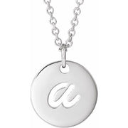 Sterling Silver Script Initial A 16-18' Necklace