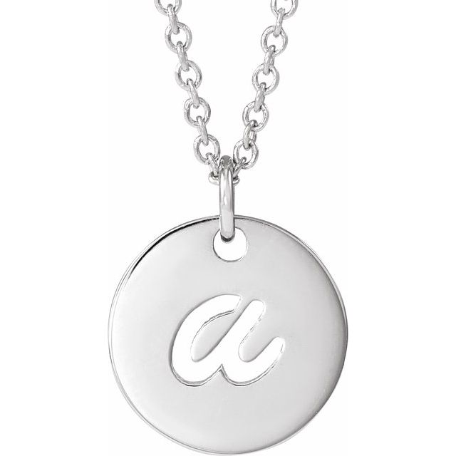 Sterling Silver Script Initial A 16-18' Necklace