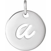 14K White Script Initial A Pendant