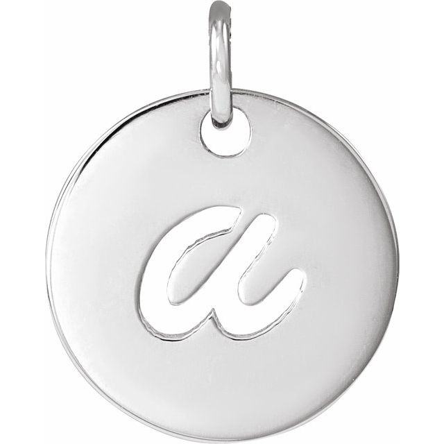 14K White Script Initial A Pendant