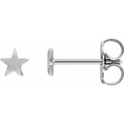 14K White 4 mm Star Friction Post & Back Earrings
