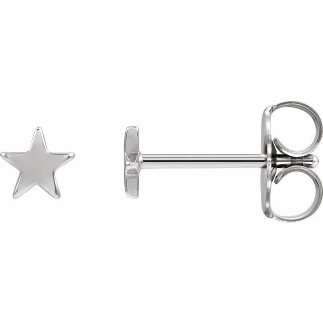 14K White 4 mm Star Friction Post & Back Earrings