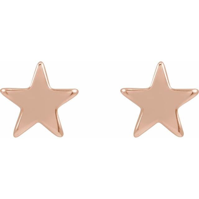 14K Rose 6.2 mm Star 4mm/5mm Press Fit Earring