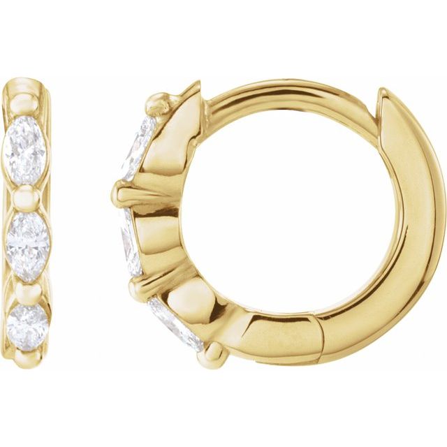 14K Yellow 1/10 CTW Natural Diamond 10 mm Hoop Earrings