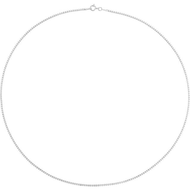 Rhodium-Plated Sterling Silver 1.3 mm Diamond-Cut Box 20' Chain