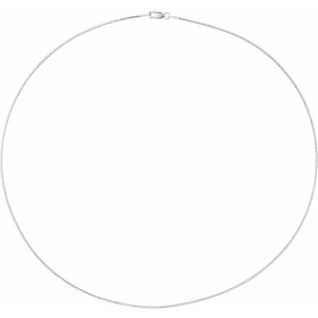 Rhodium-Plated Sterling Silver 1 mm Box 20' Chain