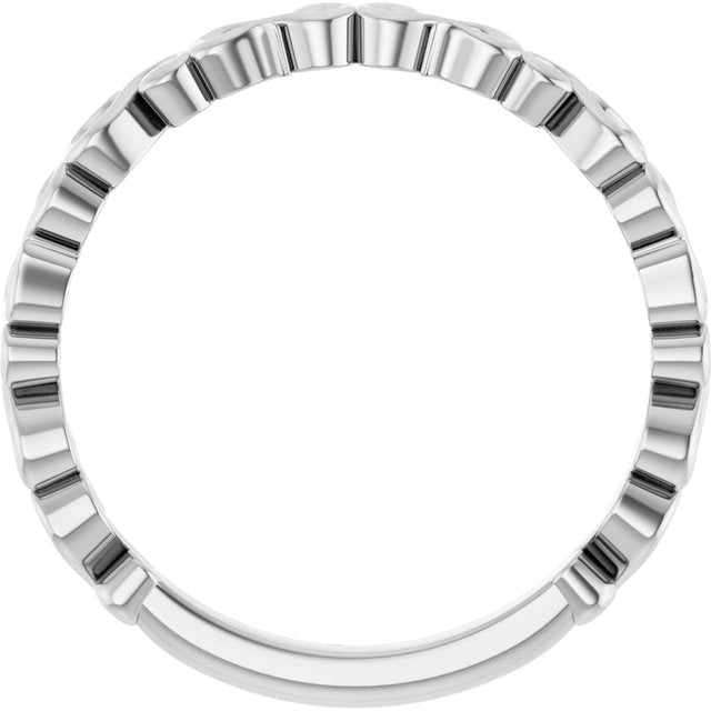 14K White Scroll Pattern Band Size 7