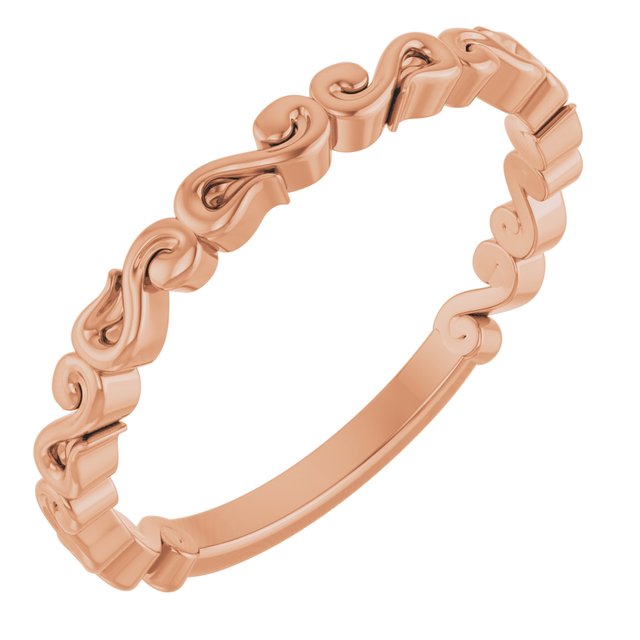 14k Rose Scroll Pattern Band Size 7