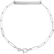 14K White Engravable Bar 7' Bracelet