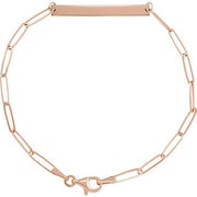 14K Rose Engravable Bar 7' Bracelet
