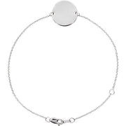 14K White Engravable Disc Adjustable 6 1/2-7 1/2' Bracelet