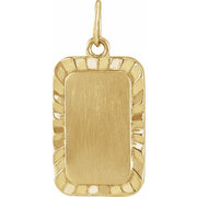 14K Yellow Engravable Sunburst Pendant
