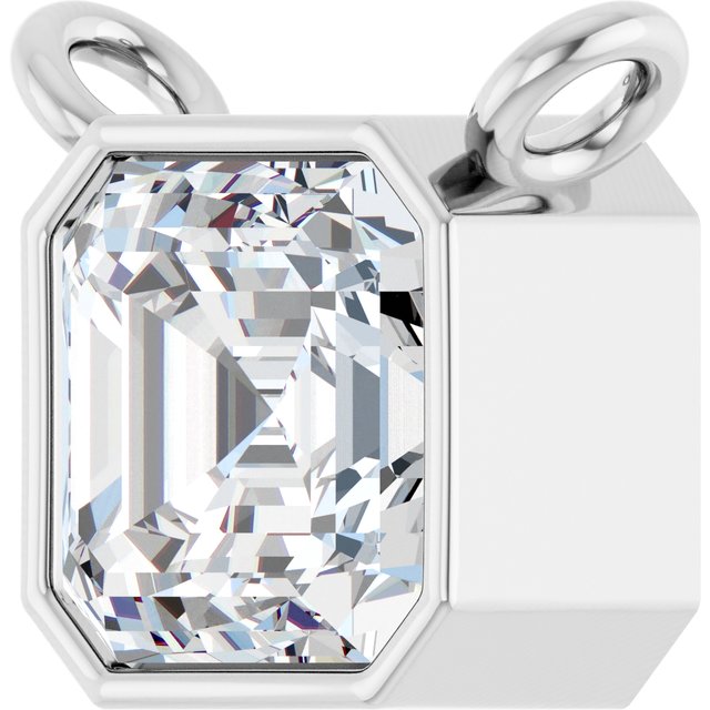 14K White 3/4 CT Lab-Grown Diamond Necklace Center