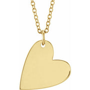 14K Yellow Engravable Sideways Heart 16-18' Necklace