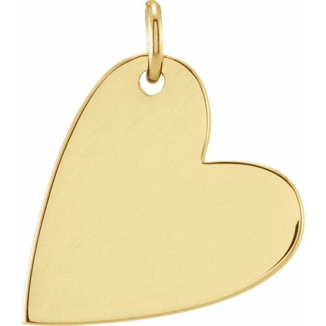 14K Yellow Engravable Sideways Heart Pendant