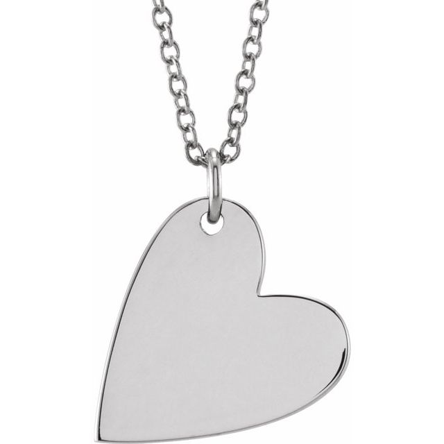 Sterling Silver Engravable Sideways Heart 16-18' Necklace