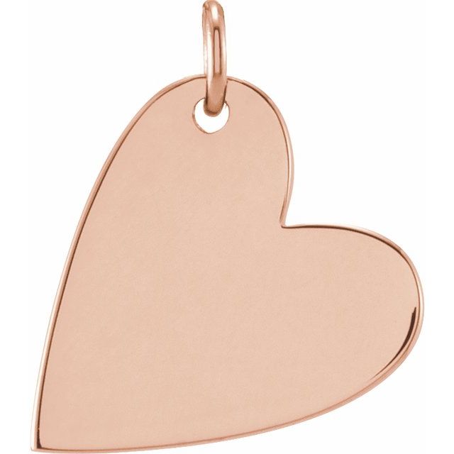 14K Rose Engravable Sideways Heart Pendant